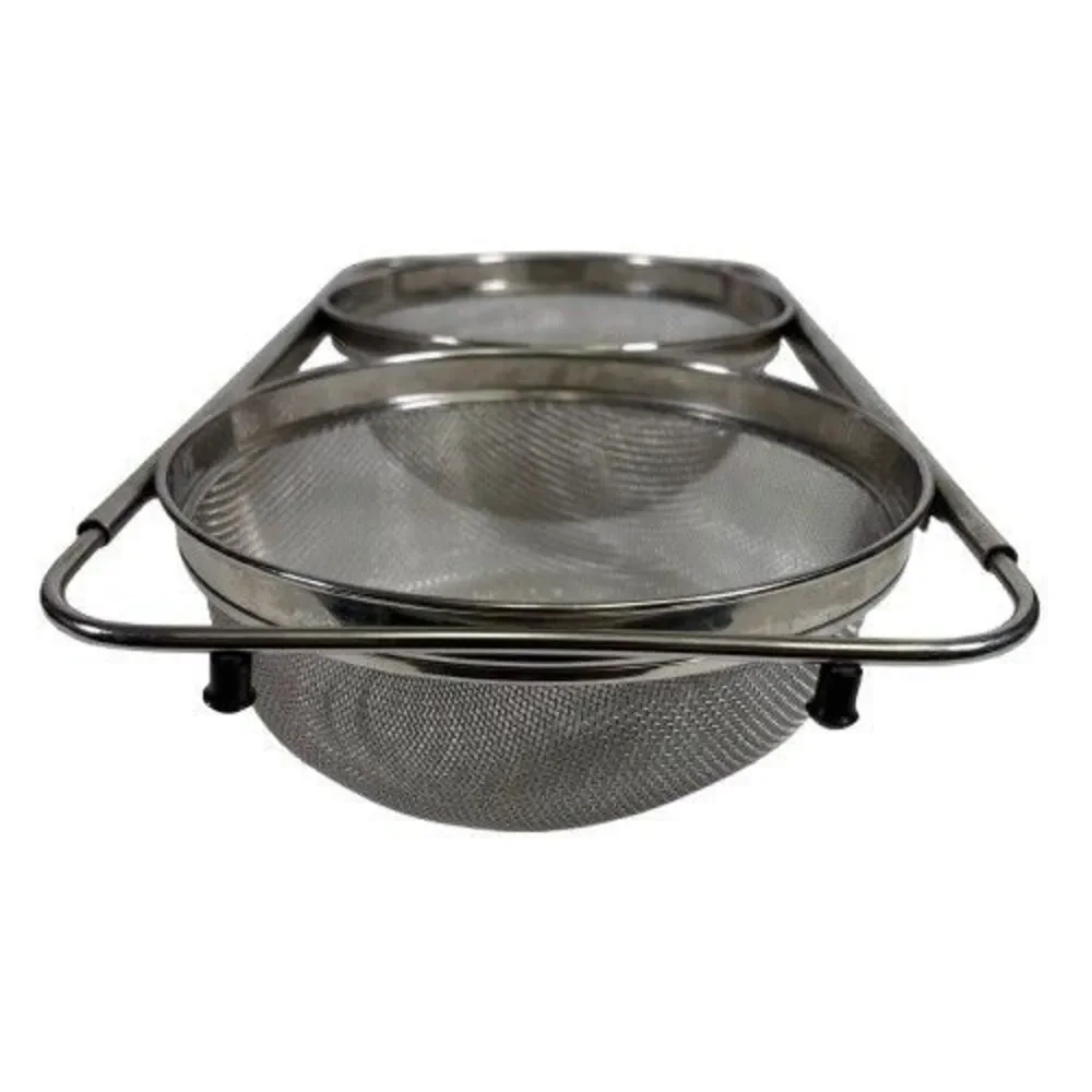 Stainless Wire Mesh Expandable Over-the-Sink DOUBLE Kitchen Colander / Strainer
